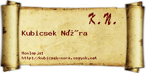 Kubicsek Nóra névjegykártya