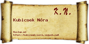 Kubicsek Nóra névjegykártya