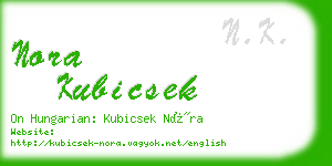 nora kubicsek business card